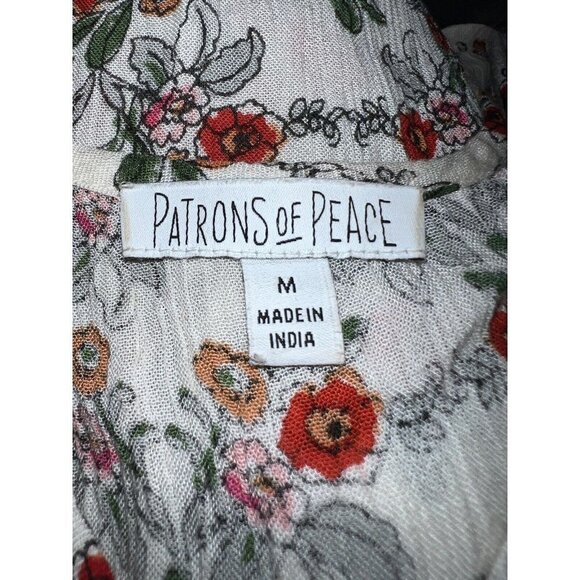 PATRONS OF PEACE Boho Hippy Festival Floral Front Tassel Sleeveless Top - Picture 7 of 9